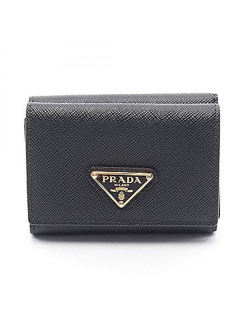 Prada Prada SAFFIANO TRIANG Tri-fold Wallet, Saffiano Leather, Women's, Black, 1MH042 (view 1)