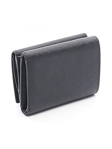 Prada Prada SAFFIANO TRIANG Tri-fold Wallet, Saffiano Leather, Women's, Black, 1MH042 (view 2)