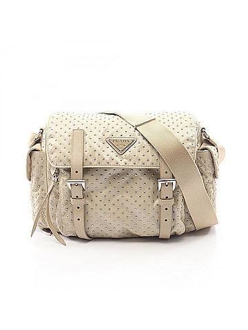 Prada Prada Re-Nylon Studded Shoulder Bag/Handbag, Nylon Leather, Women's, Beige (view 1)