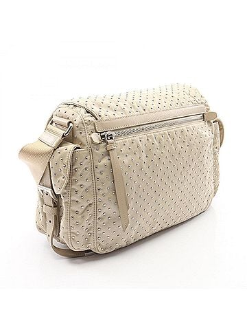 Prada Prada Re-Nylon Studded Shoulder Bag/Handbag, Nylon Leather, Women's, Beige (view 2)