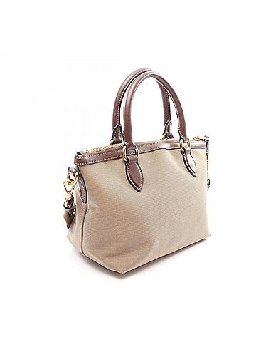 Prada Prada LOGO JACQUARD 2-Way Handbag, Canvas and Leather, Women's, Beige/Brown, 1BA111 (view 2)