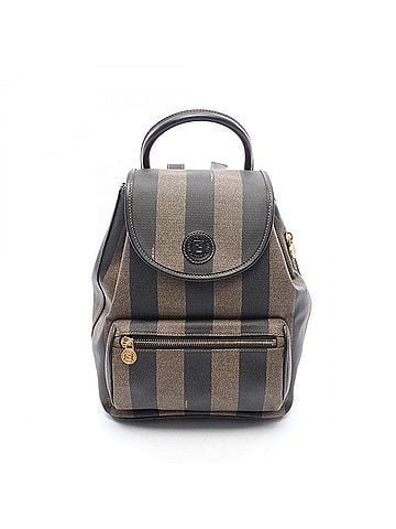 Fendi Fendi Pequin Backpack/Handbag, Coated Canvas and Leather, Women's, Brown/Black (view 1)