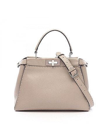 Fendi Fendi Peekaboo Regular 2-Way Handbag, Leather, Women's, Beige (view 1)