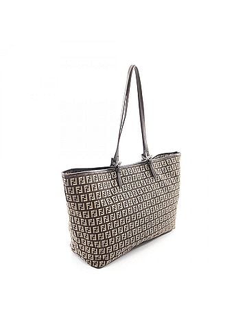 Fendi Fendi Zucchino Tote Bag Handbag Canvas Leather Women's Beige Brown (view 2)