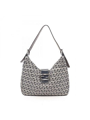 Fendi Fendi Zucchino Shoulder Bag/Handbag, Canvas and Leather, Women's, Navy/Gray (view 1)
