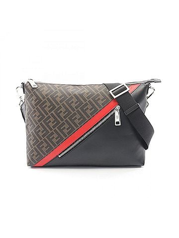 Fendi Fendi Zucca Shoulder Bag/Handbag, Coated Canvas and Leather, Men's, Black, Brown, Red, 7VA470 (view 1)