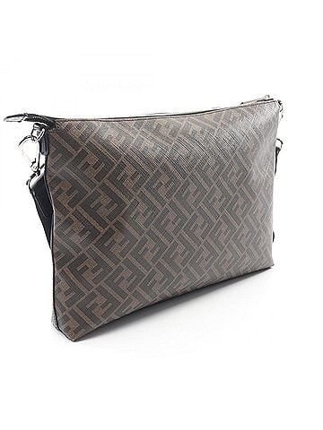 Fendi Fendi Zucca Shoulder Bag/Handbag, Coated Canvas and Leather, Men's, Black, Brown, Red, 7VA470 (view 2)