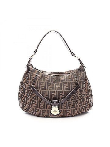 Fendi Fendi Zucca Shoulder Bag/Handbag, Canvas and Leather, Women's, Brown/Black (view 1)