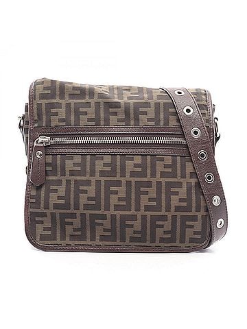 Fendi Fendi Zucca Shoulder Bag/Handbag, Canvas and Leather, Men's Women's, Black/Khaki, 7VA230 (view 1)