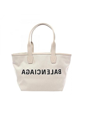 Balenciaga Balenciaga Cities Paris Jumbo Tote Bag Handbag Canvas Leather Women's White/Black 692068 (view 1)