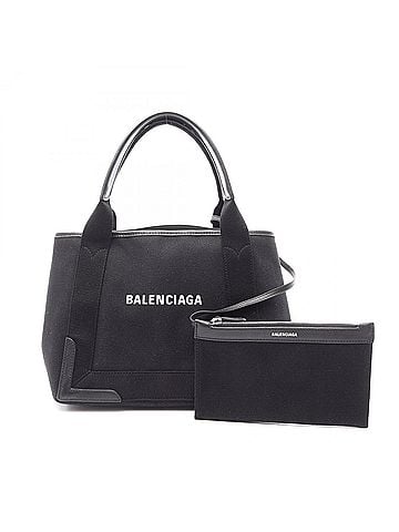 Balenciaga Balenciaga Navy Cabas S Tote Bag Handbag Canvas Leather Women's Black 339933 (view 1)