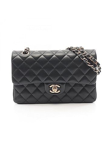 Chanel Chanel Matelassé Double Flap Shoulder Bag/Handbag, Lambskin Leather, Women's, Black (view 1)