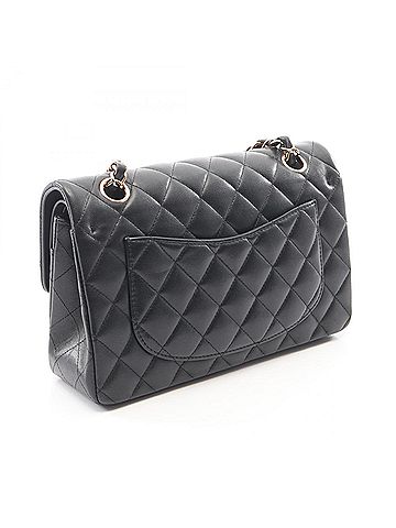 Chanel Chanel Matelassé Double Flap Shoulder Bag/Handbag, Lambskin Leather, Women's, Black (view 2)