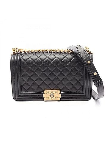 Chanel Chanel Boy Shoulder Bag/Handbag, Caviar Leather (Grained Calfskin), Women's, Black, A67086 (view 1)