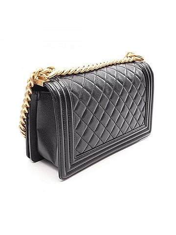 Chanel Chanel Boy Shoulder Bag/Handbag, Caviar Leather (Grained Calfskin), Women's, Black, A67086 (view 2)