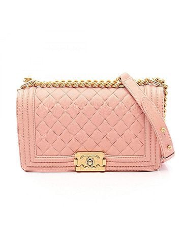 Chanel Chanel Boy Shoulder Bag/Handbag, Caviar Leather (Grained Calfskin), Women's, Pink, A67086 (view 1)