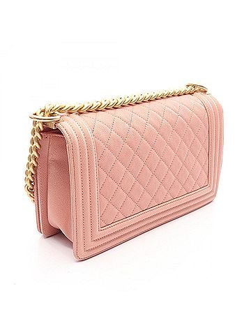 Chanel Chanel Boy Shoulder Bag/Handbag, Caviar Leather (Grained Calfskin), Women's, Pink, A67086 (view 2)