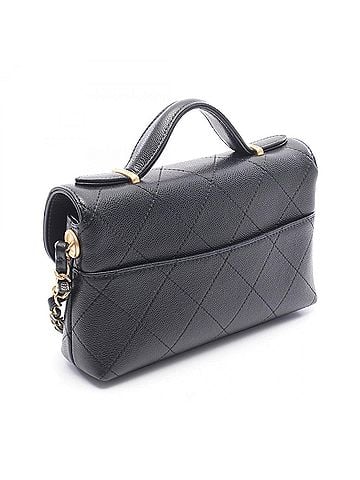 Chanel Chanel Mini Matelassé Top Handle 2-Way Shoulder Bag/Handbag, Caviar Leather (Grained Calfskin), Women's, Black, AS5776 (view 2)