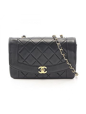 Chanel Chanel Matelassé Diana Flap Shoulder Bag/Handbag, Lambskin Leather, Women's, Black (view 1)