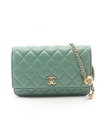 Chanel Chanel Matelassé Shoulder Bag/Handbag, Lambskin Leather, Women's, Green (view 1)