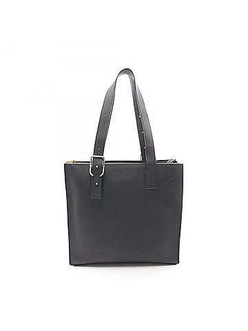 Loewe Loewe LOEWE Buckle Horizontal Anagram Tote Bag Handbag Leather Men's Black (view 1)