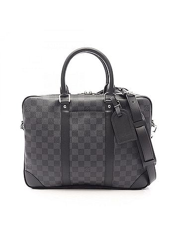 Louis Vuitton Louis Vuitton Portedocument Voyage Damier Graphite 2-Way Briefcase Handbag, Coated Canvas Leather, Men's, Black (N40445) (view 1)