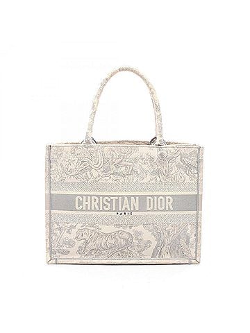 Christian Dior Christian Dior Dior Book Tote Medium Toile de Jouy Canvas Bag Handbag for Women, Ivory/Gray, M1296ZTDT_M20I (view 1)