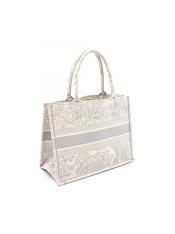 Christian Dior Christian Dior Dior Book Tote Medium Toile de Jouy Canvas Bag Handbag for Women, Ivory/Gray, M1296ZTDT_M20I (view 2)