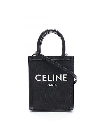 Céline Celine Mini Vertical Cabas 2-Way Shoulder Bag/Handbag, Canvas and Leather, Women's, Black (view 1)