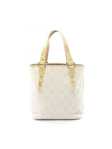 Céline Celine Paris Macadam Tote Bag Handbag Canvas Leather Women's Gray/Yellow (view 1)