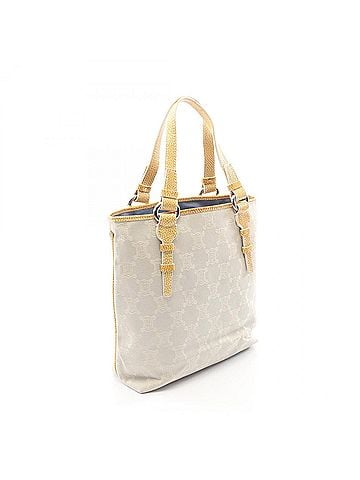 Céline Celine Paris Macadam Tote Bag Handbag Canvas Leather Women's Gray/Yellow (view 2)