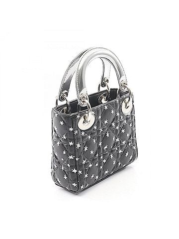 Christian Dior Christian Dior Dior Lady Mini Cannage Star 2-Way Handbag, Leather, Women's, Black/Silver (view 2)