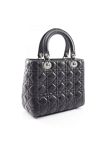 Christian Dior Christian Dior Dior LADY DIOR Cannage Handbag, Leather, Women's, Black (view 2)