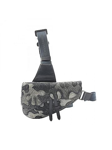 Christian Dior Christian Dior Dior x Peter Doig Saddle Bag, Waist Body Handbag, Canvas, Leather, Men's, Navy/Ivory (view 1)