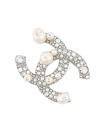 Chanel Chanel Brooch, Coco Mark Rhinestone, Faux Pearl, Metal, B17K A96841 CHANEL Brooch BROACH (view 1)