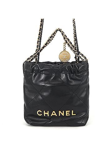 Chanel Chanel handbag CHANEL 22 Mini Coco Mark Shiny Calf Leather AS3980 2-way shoulder bag Black for women (view 1)