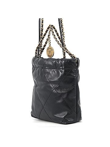 Chanel Chanel handbag CHANEL 22 Mini Coco Mark Shiny Calf Leather AS3980 2-way shoulder bag Black for women (view 2)