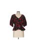 Old Navy Floral Black Red Green Short Sleeve Blouse Size L - photo 1