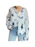 Rachel Zoe 100% Linen Tie-dye Blue White Jacket Size S - photo 1