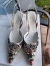 Jewel Badgley MIschka 100% Satin Floral Multi Color Heels Size EU 38 - photo 14