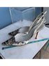 Jewel Badgley MIschka 100% Satin Floral Multi Color Heels Size EU 38 - photo 15