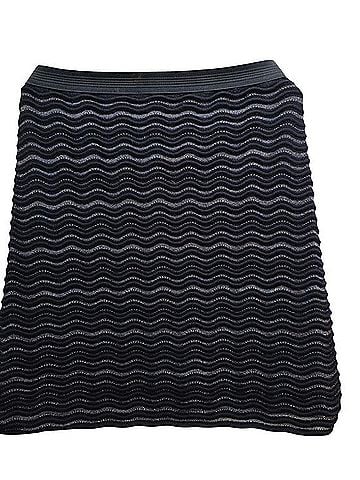 Tory Burch Navy Wave-Texture A-Line Midi Skirt Formal Skirt (view 2)