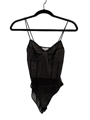Topshop Black Mesh Star-Print Bodysuit Tank Top (view 1)