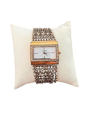 Anne Klein Rose Gold Crystal-Trim Chain Bracelet Watch Watch (view 1)