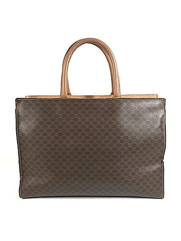 Céline CELINE Vintage Macadam Logo Bag, Tote Business Handbag, Leather, Women's, Brown (view 2)
