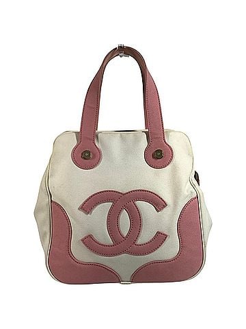 Chanel CHANEL CC Coco Mark Logo Marshmallow Bag Tote Two-Tone Canvas Handbag for Women Pink (view 1)