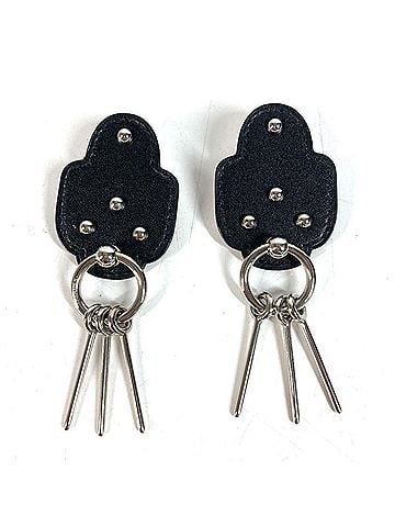 Hermès HERMES Carnaby Logo Accessory Jewelry Earrings Leather Men's Women's Black (view 1)