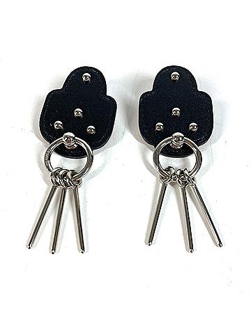 Hermès HERMES Carnaby Logo Accessory Jewelry Earrings Leather Men's Women's Black (view 2)