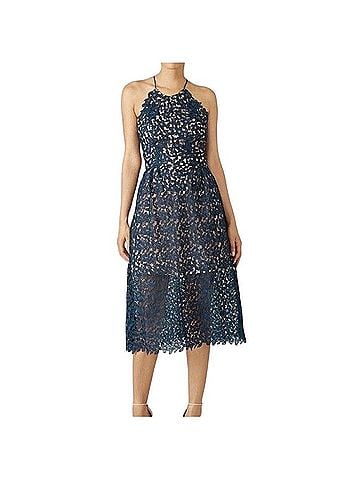 Willow Blue Opal Lace Open Back Midi Dress Casual Dress (view 1)
