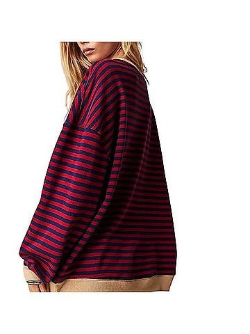 We the Free Classic Striped Oversized Crewneck Sweatshirt (view 2)